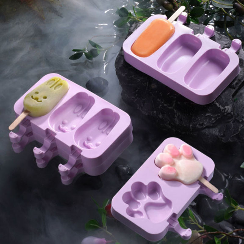 Silicone Ice Tray with Cover, Bear Ice Cream Jelly DIY Mold, Baby