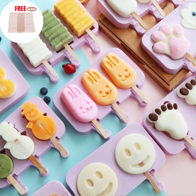 Cute Ice Molds With Lid 20 Sticks Animals Popsicle Molds Cake 