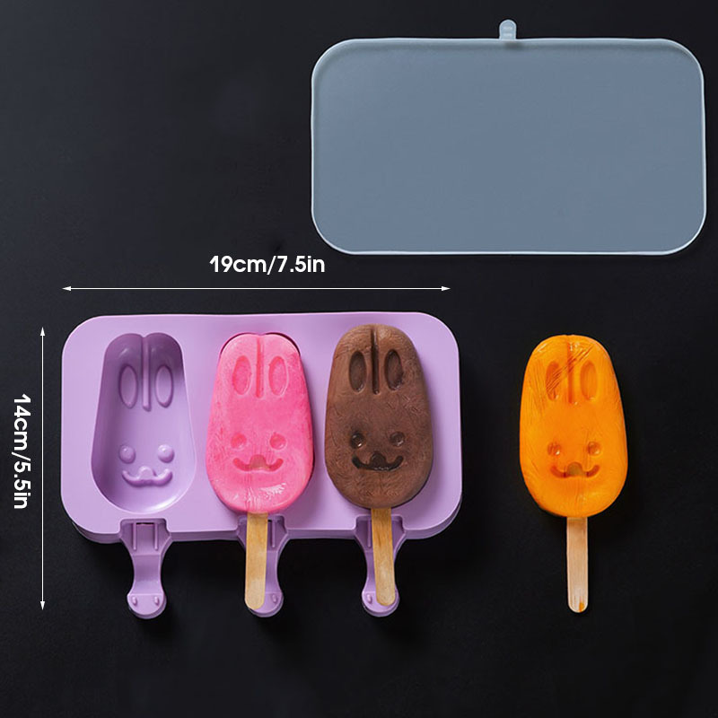 Silicone Ice Tray with Cover, Bear Ice Cream Jelly DIY Mold, Baby