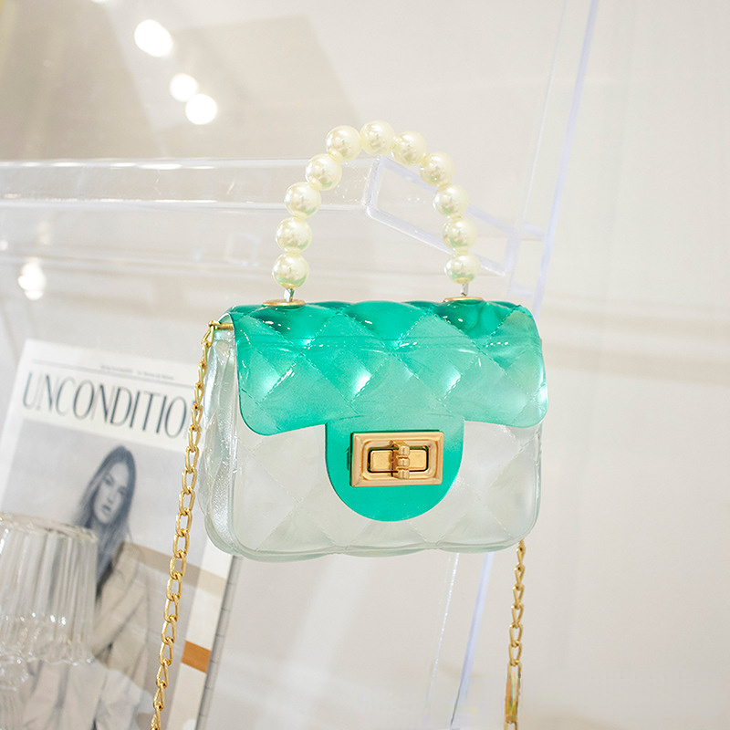 Mini Jelly Bag Purse Candy Crossbody Handbag Pearl Handle Handbag for Girls  Kids Blue 
