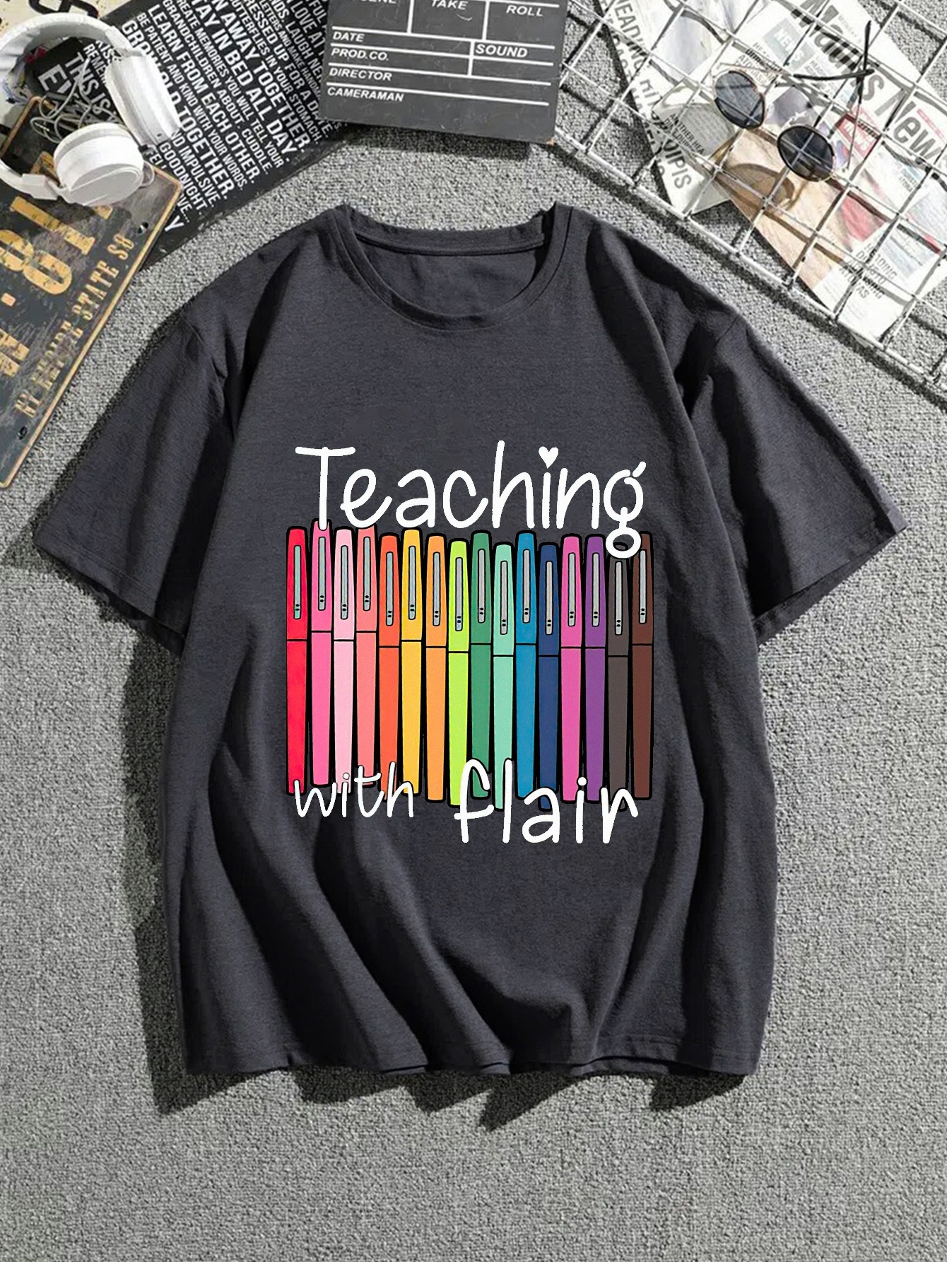 Womens Teaching with flair tshirt flair Pen, Teacher Gift Premium T-Shirt