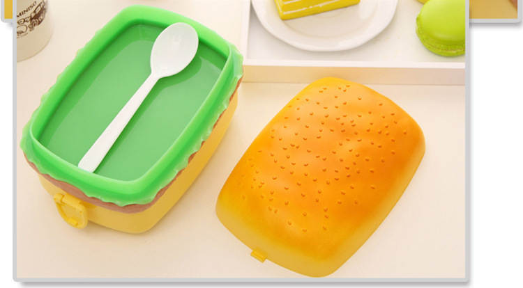 1pc Hamburger Shaped Lunch Box & 1pc Spoon