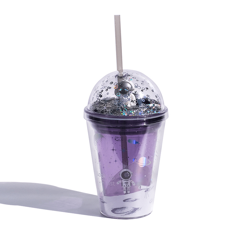 1pc Cartoon Unicorn Push-up Lid Plastic Straw Cup