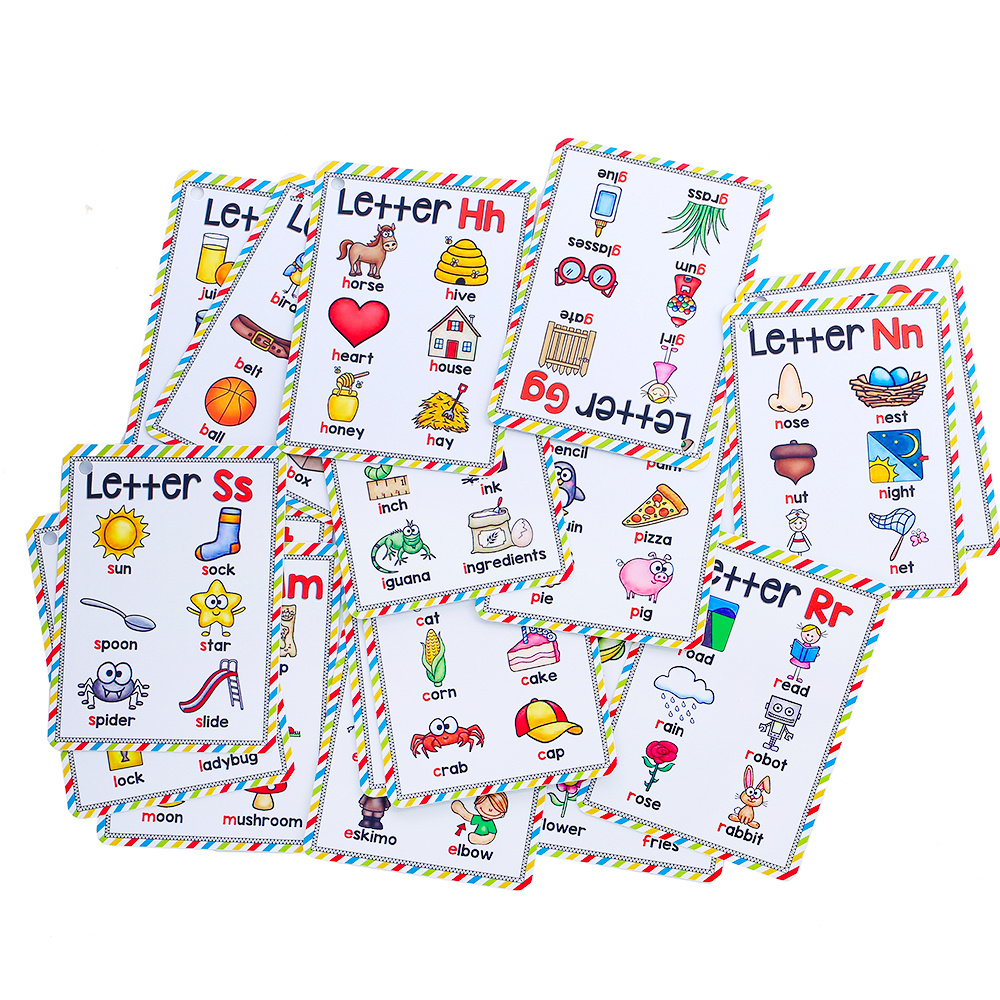 13Pcs/Set English 26 Letters Alphabet Flash Cards A4 Posters Classroom  Decoration Match Game Baby Learning Toys Kindergarten Kids Montessori  Teaching