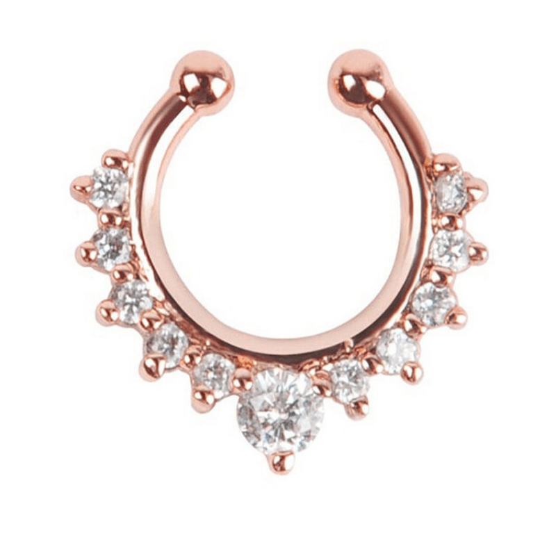 Alloy Inlaid Rhinestone Fake Nose Ring Fake Piercing Septum - Temu