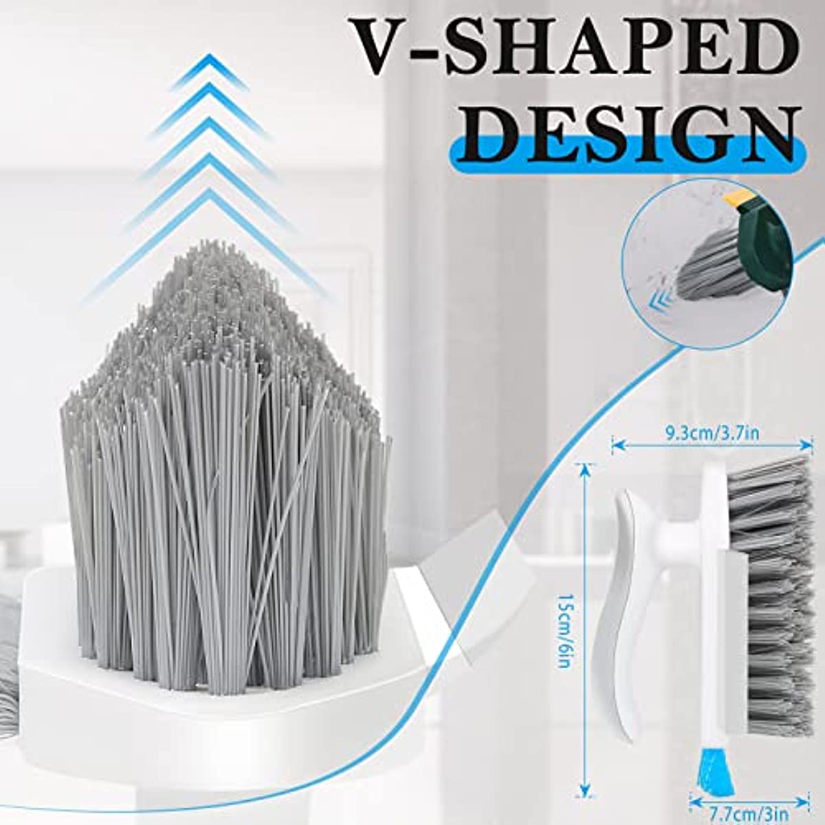 4 In 1 Cleaning Brush V-Shape Tile Floor Gap Cleaning Brush Handheld Window  Groove Wall Corner Brushes Tool for Kitchen Bathroom