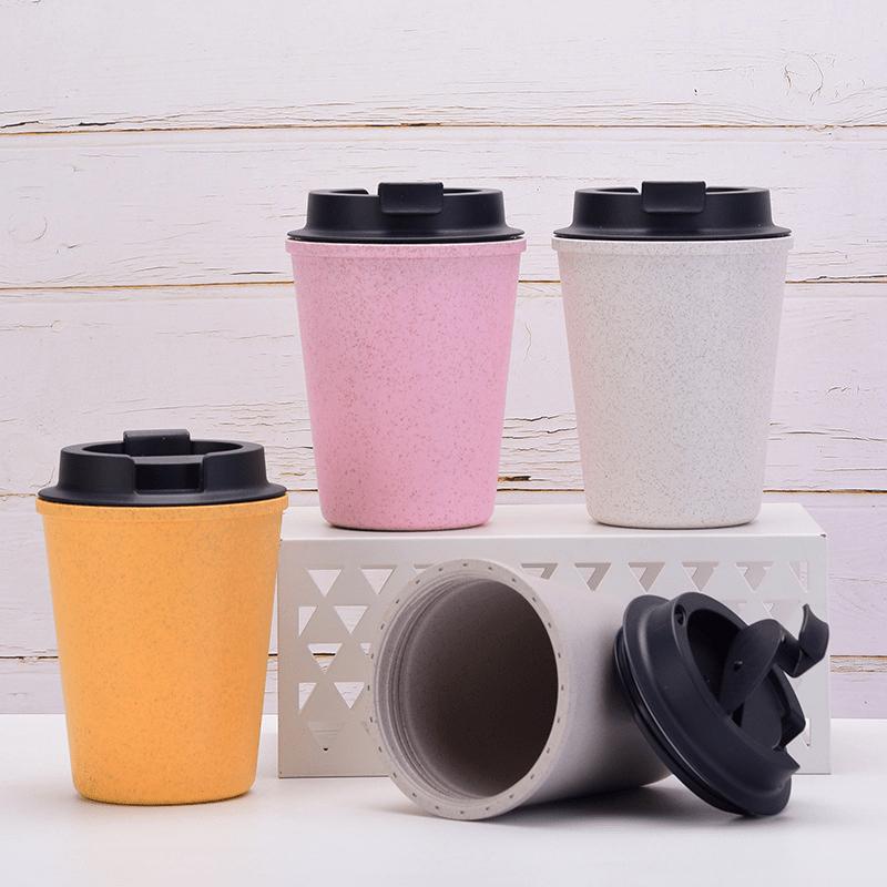 Portable Reusable Coffee Cup Travel Wheat Straw Fiber Coffee - Temu