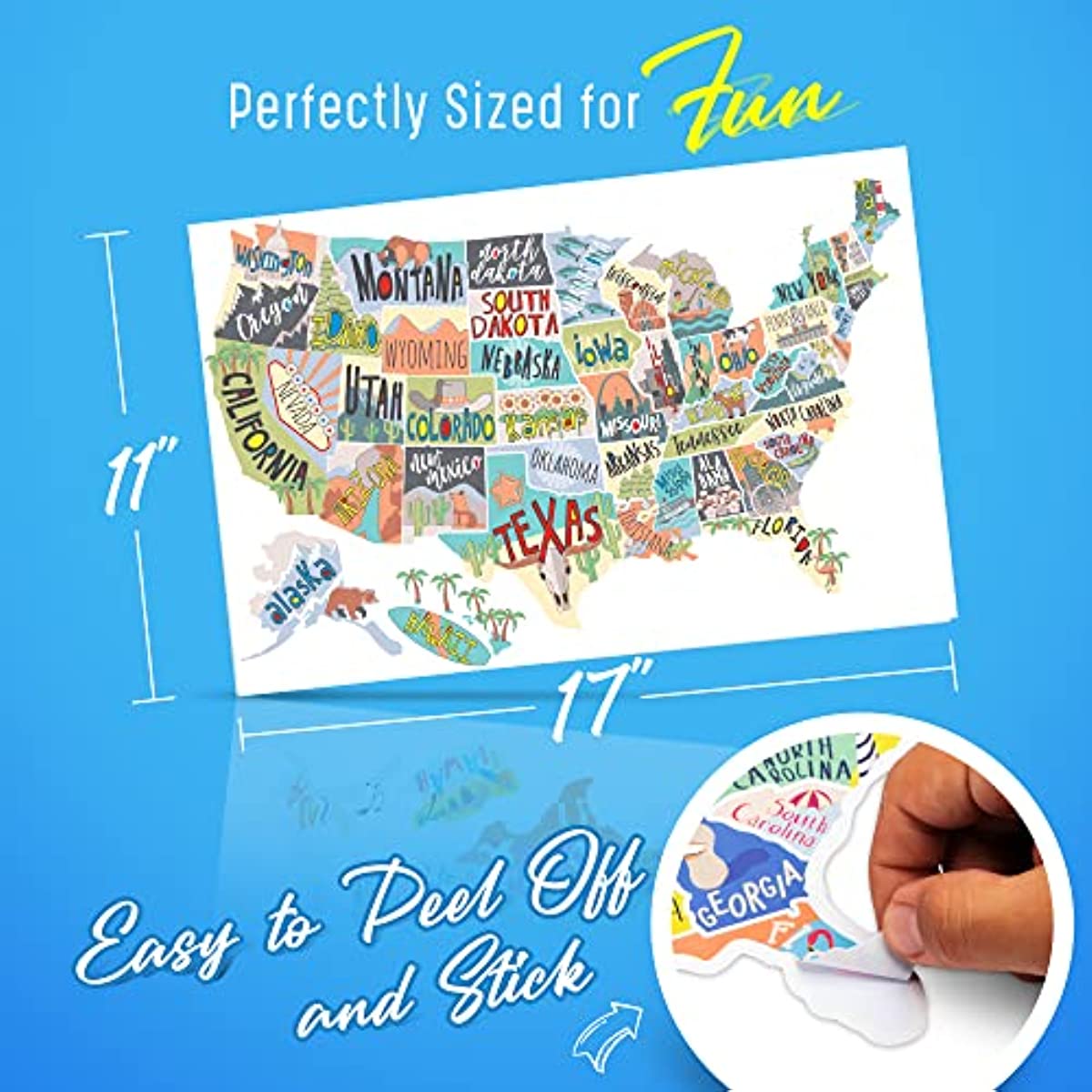 RV State Sticker Reisekarte Der Vereinigten Staaten | 50 Staaten-Aufkleber  Von US | Vinyl-Aufkleber Autoaufkleber Für Wohnmobile | Camper-Zubehör