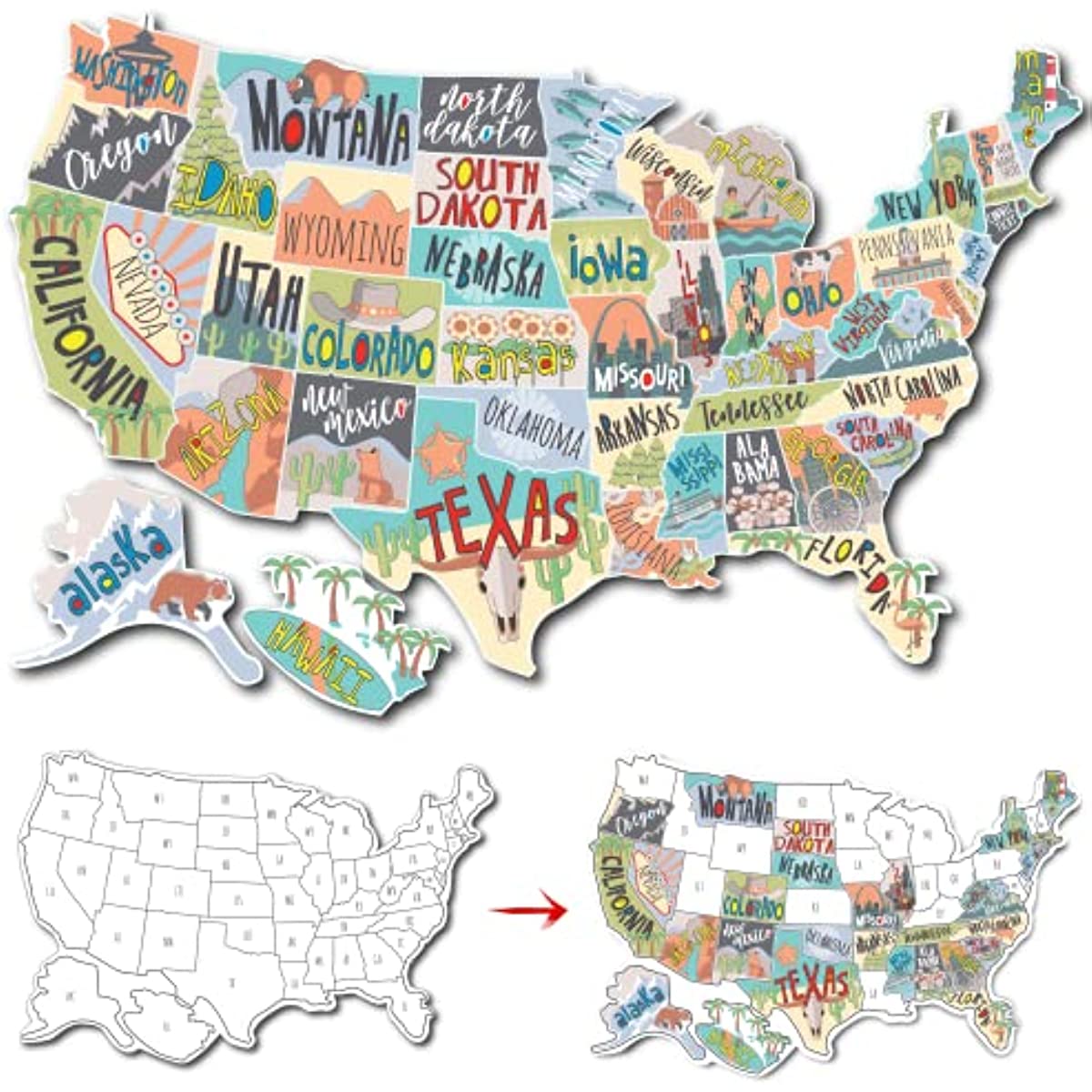 

Rv State Sticker Travel Map Of The United States | 50 States Stickers Of Us | Vinyl Decal Bumper Sticker For Rvs | Camper Accessories Rv Accessories
