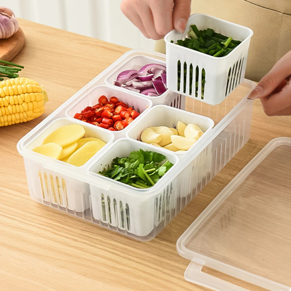 1set Vegetable and Fruit Storage Containers for Fridge Organizer