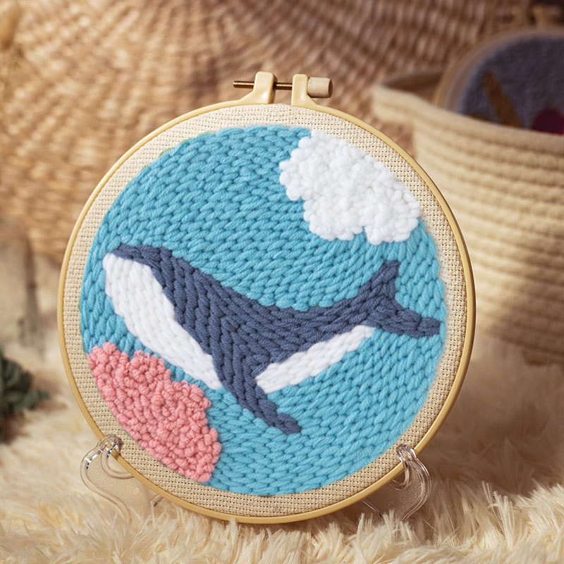 Whale Pattern Punch Needle Kit With An Embroidery Pen And - Temu
