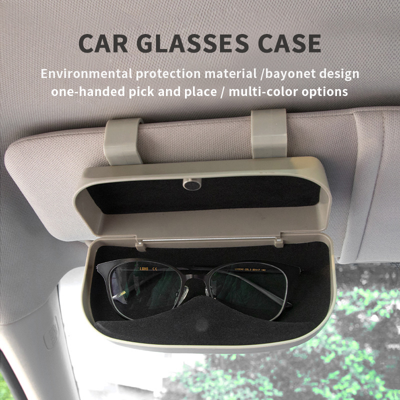 Car Sun Visor Sunglasses Holder, Auto Eyeglasses Organizer Clip Leather  Visor Accessories Glasses Storage Case, Universal Automotive Sunglasses  Protective Box (Grey) 