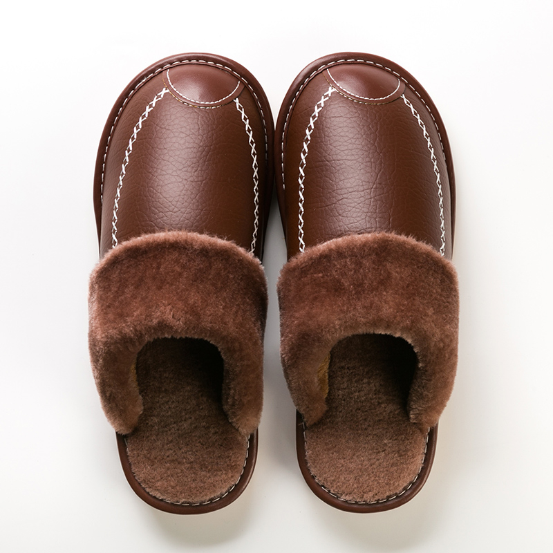 Men's Cozy Fleece Slides Soft Slippers Plush Winter Shoes