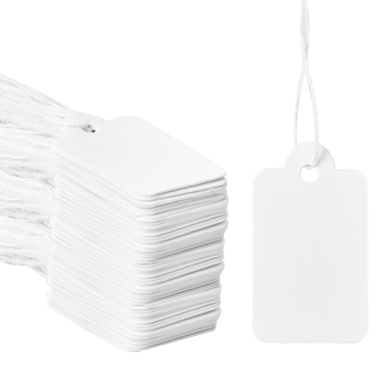 500PCS Price Tags Marking Tags with String Mini Blank Clothing Label  Jewelry Tags for Clothing Jewelry Products-White,24x15mm