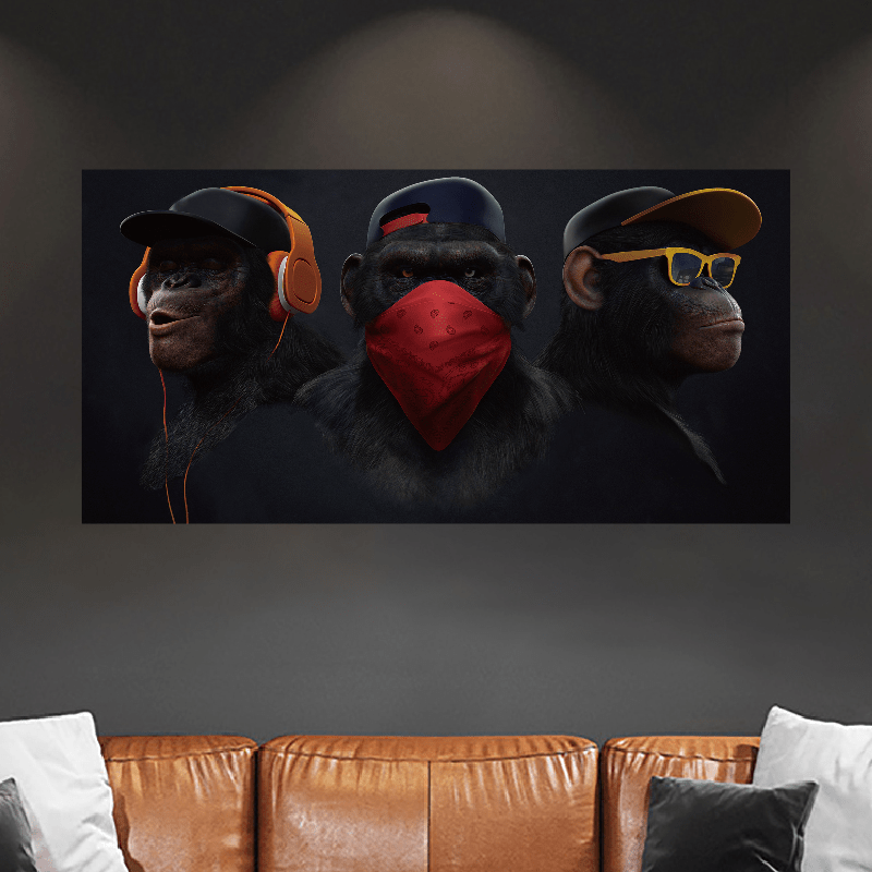 

1pc, Fashionable Gorilla Canvas Painting Wall Art Modern Posters Print For Living Room Office Studio Home Decor Industrial Hd No Frame