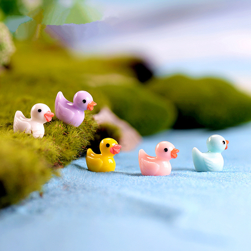 Mini Ducks Bulk Resin Yellow Duck Figurines for Micro Landscape Decoration