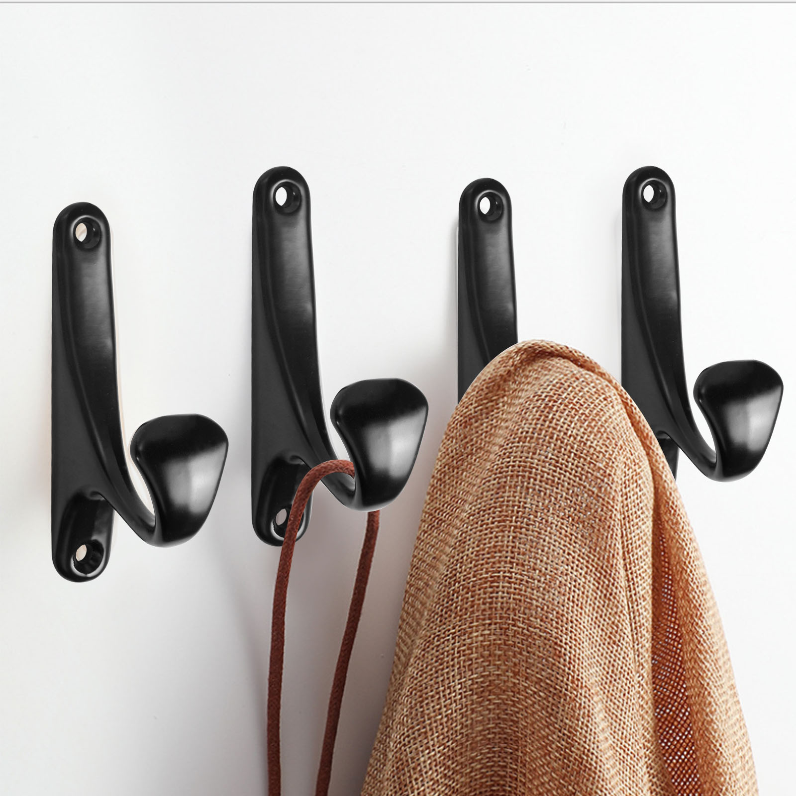 Riapawel 40Pcs Robe Coat Hooks,Metal Door&Wall Mounted Coat Hook Hanger  with 80Pcs Screws,for Hanging Clothes,Robe,Towel,Hat,Key 