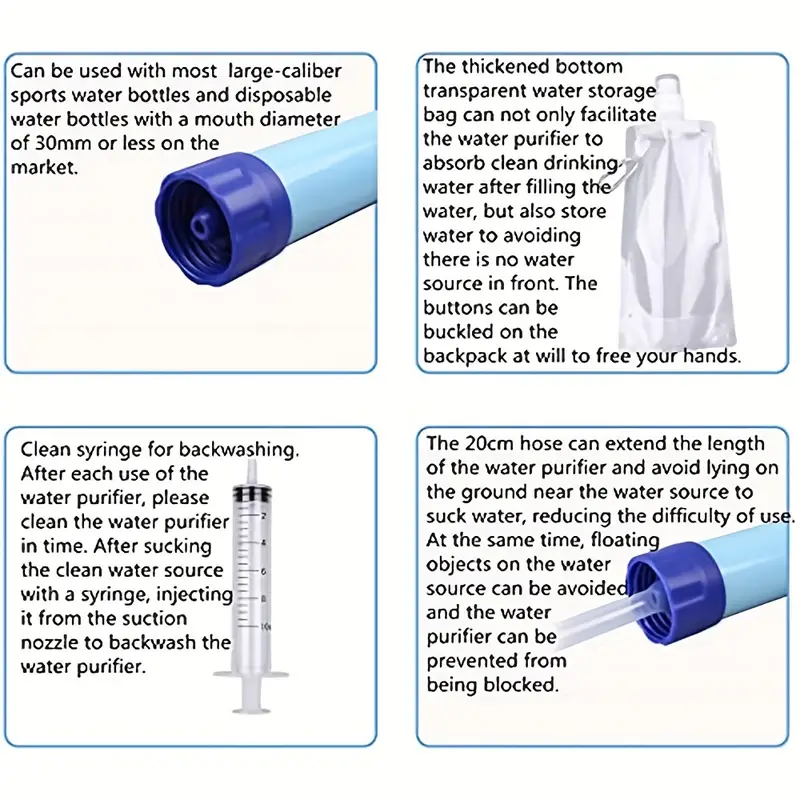 personal water purifier water filter straw portable water filter for hiking camping travel hunting fishing outing survival backpacking emergency gear details 7