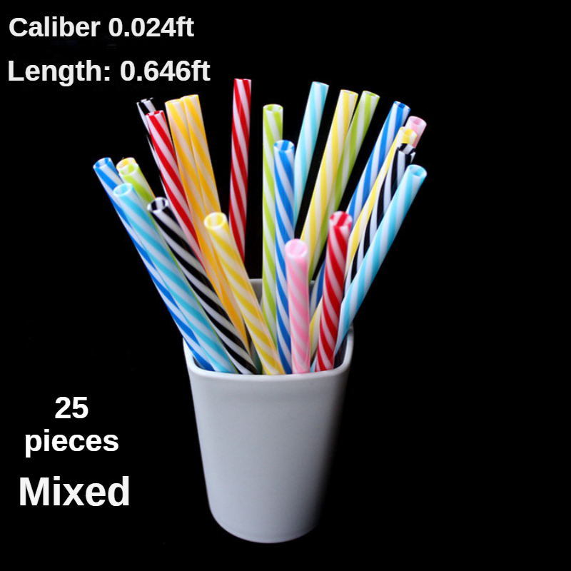 25 Pieces 9 Inch Reusable Plastic Straws for Tall Cups and