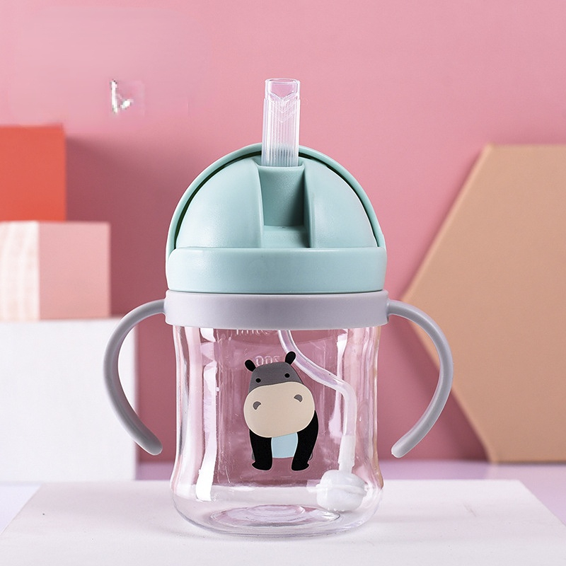 1pc Baby Milk Cup Learning Drinking Cup Children Straw Cup With Scale  Silicone Sticky Rice Cup Milk Cup With Anti-fall Function Straw Cup Kids  Drinking Cup Breakfast One-handed Handle Water Cup, Portable