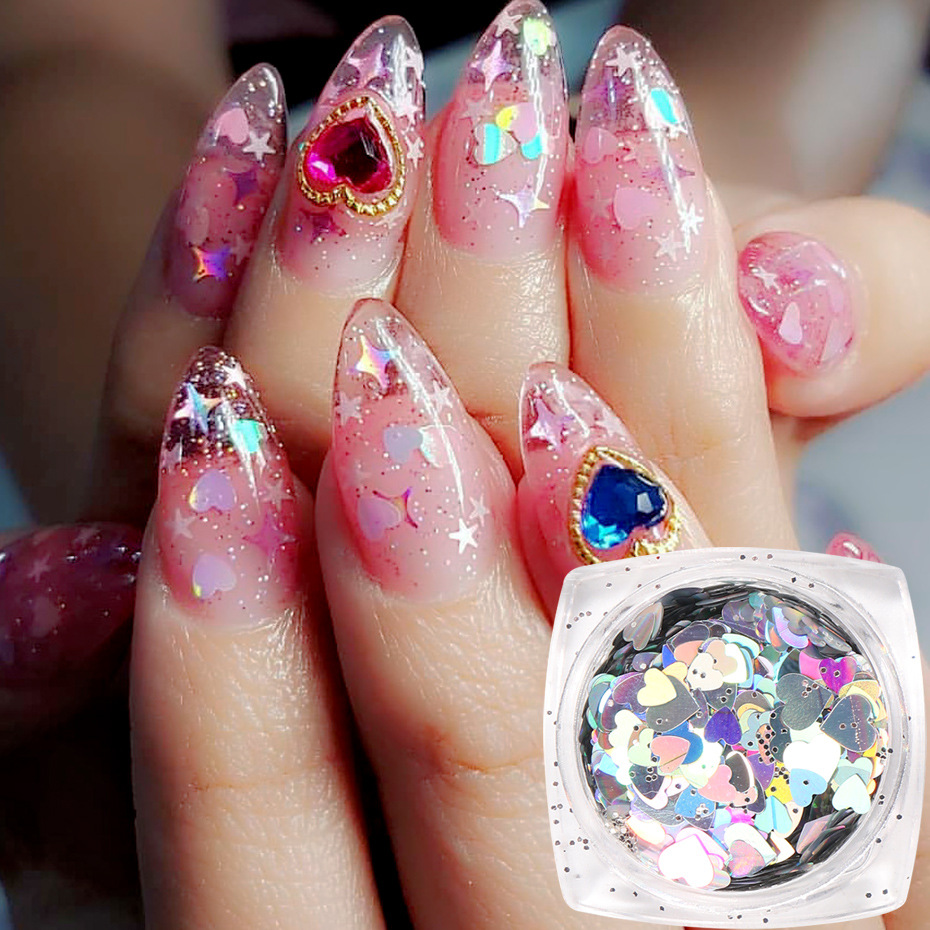 Dropship 1Box Nail Art Decoration Love Designe Nail Sequins Symphony Laser  Sparkle Small Red Heart Nails Ultra-thin Peach Heart Patch Jewelry to Sell  Online at a Lower Price