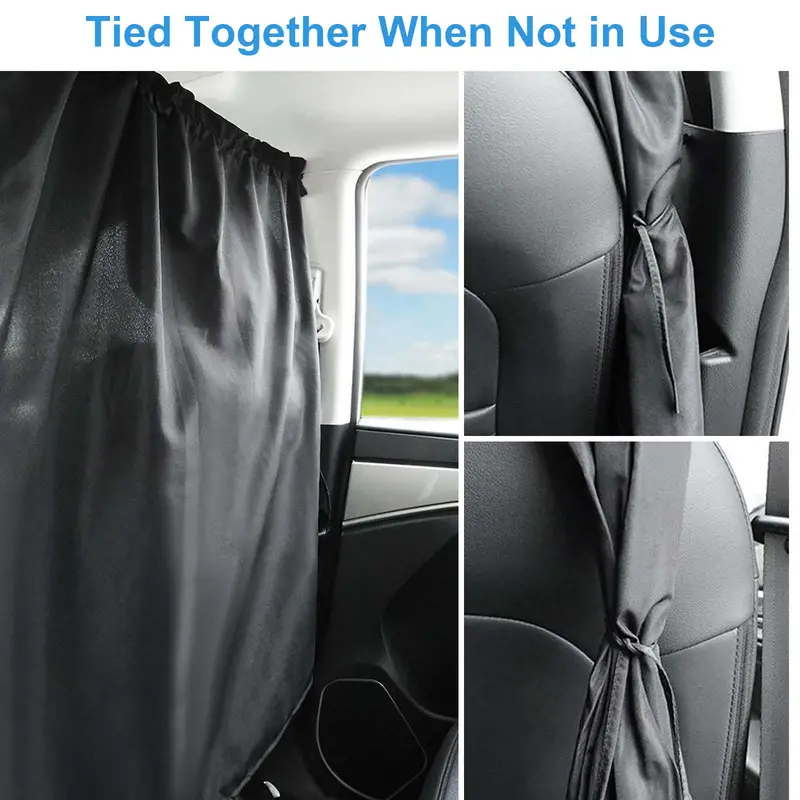 Auto-Trennvorhänge, Sonnenschutz, vorne und hinten, abnehmbarer  Trennvorhang für Autositze, UV-Schutz, Schwarz, 134 x 78 cm