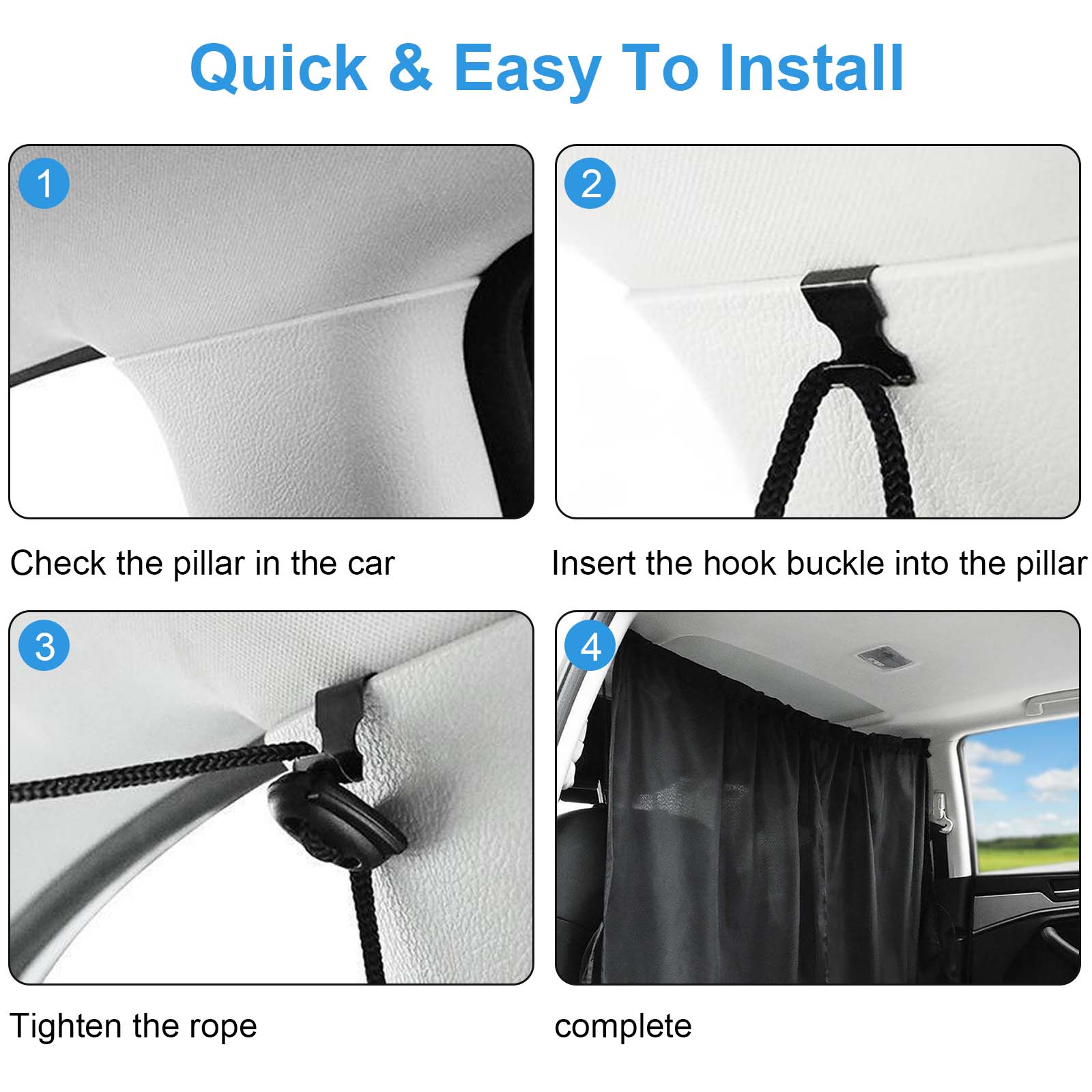 Auto-Trennvorhänge, Sonnenschutz, vorne und hinten, abnehmbarer  Trennvorhang für Autositze, UV-Schutz, Schwarz, 134 x 78 cm