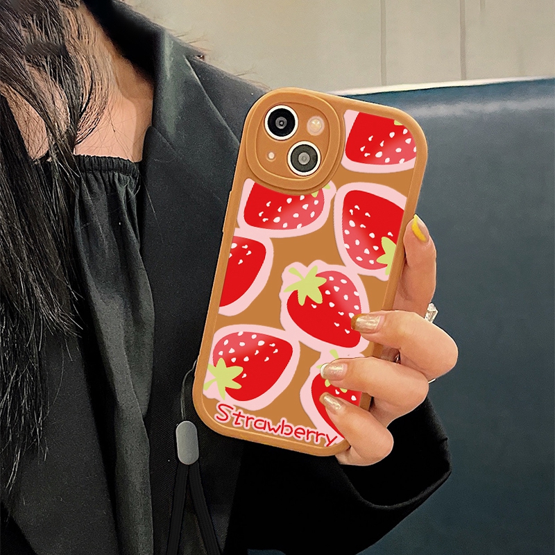 1 Pieza Funda Para Teléfono Anticaída Con Patrón De Fresa Y Corazón  Compatible Con Iphone 15, Universal Para Hombres Y Mujeres Con Recorte  Preciso, Moda de Mujer