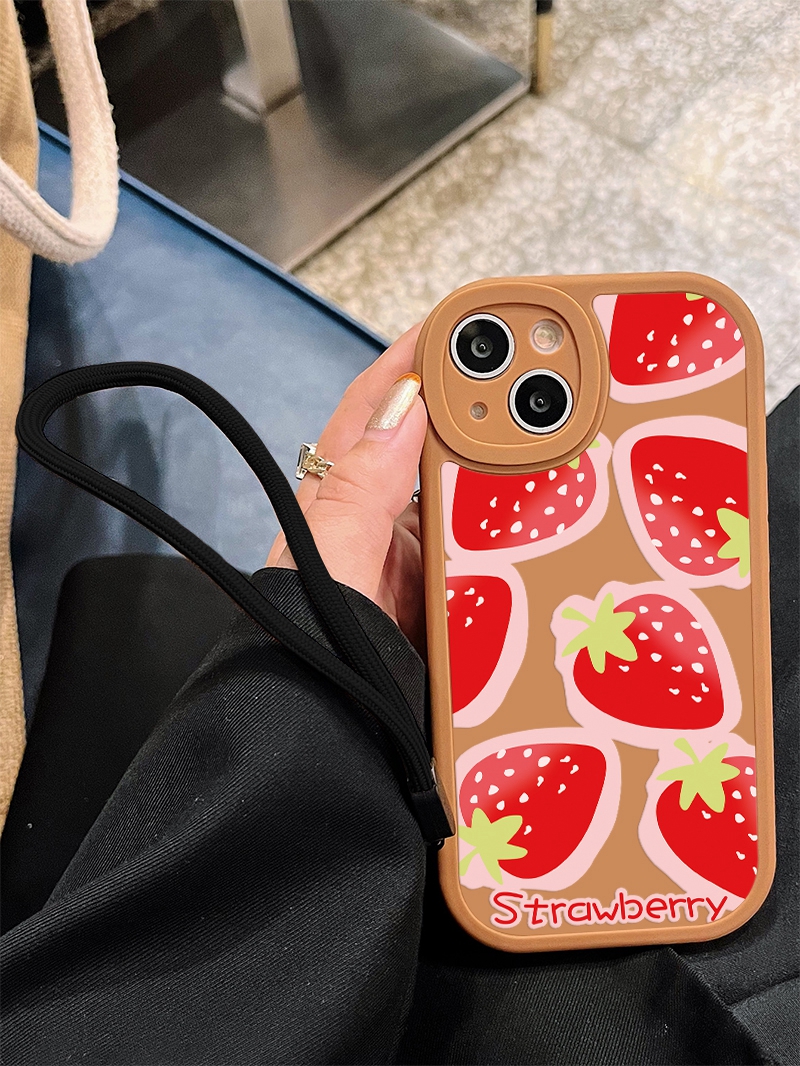 1 Pieza Funda Para Teléfono Anticaída Con Patrón De Fresa Y Corazón  Compatible Con Iphone 15, Universal Para Hombres Y Mujeres Con Recorte  Preciso, Moda de Mujer