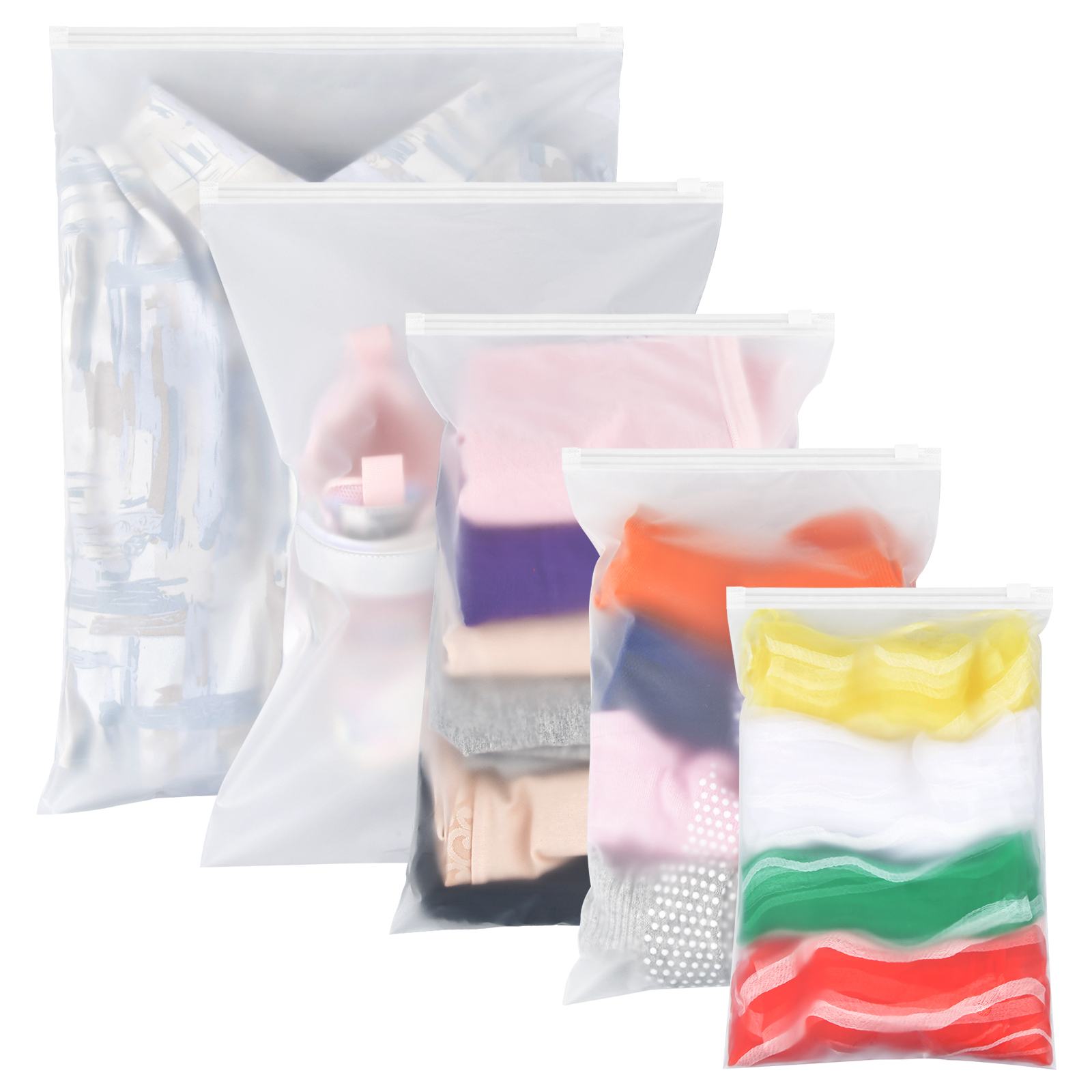 Frosted Travel Storage Bags For Clothes And Shoe, Zipper Seal