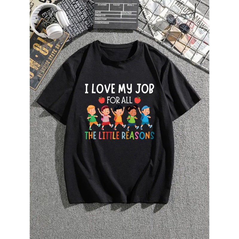 

Men's Casual "i Love My Job For All" Kids Print Crew Neck Short Sleeves T-shirts For Summer Plus Size Best Sellers Gifts