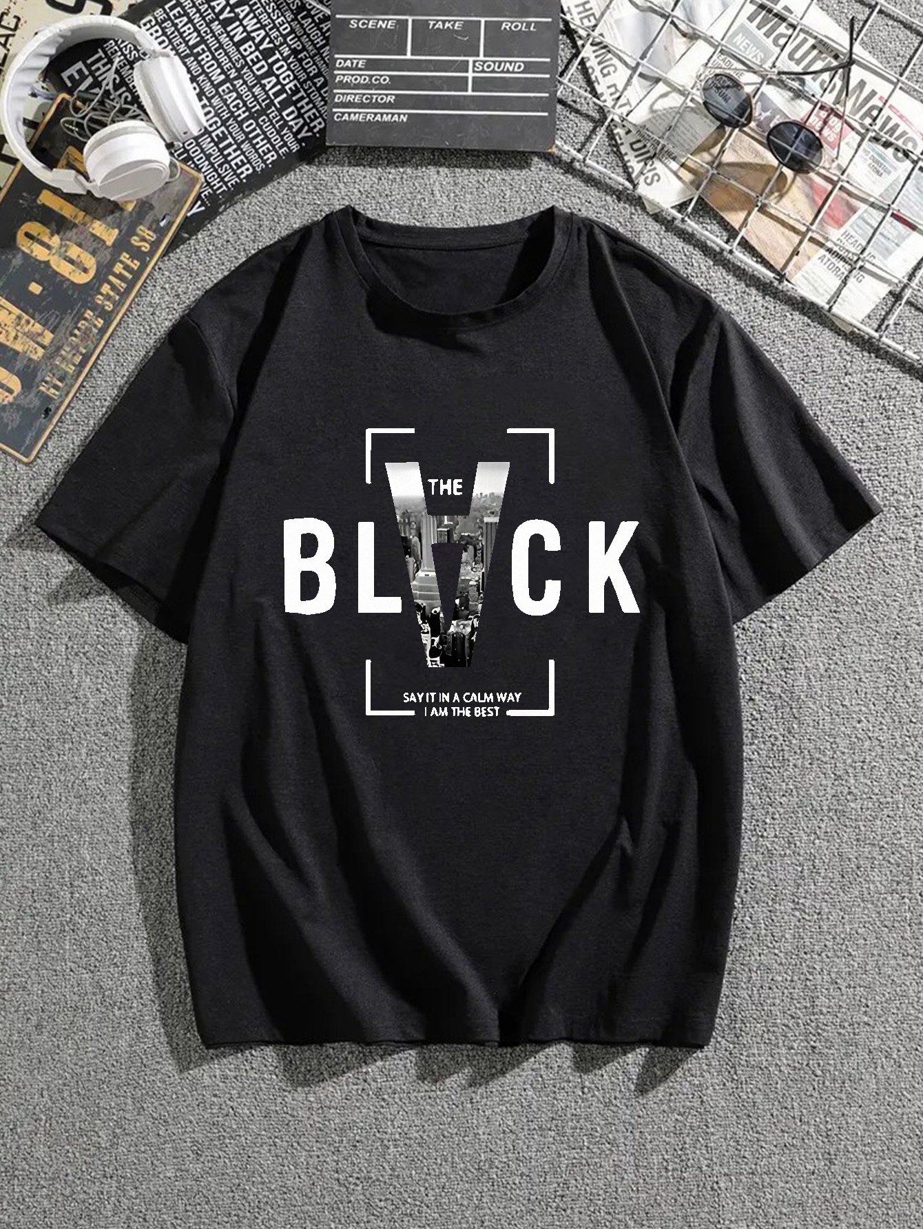 Camisetas Negras Para Hombre - Temu