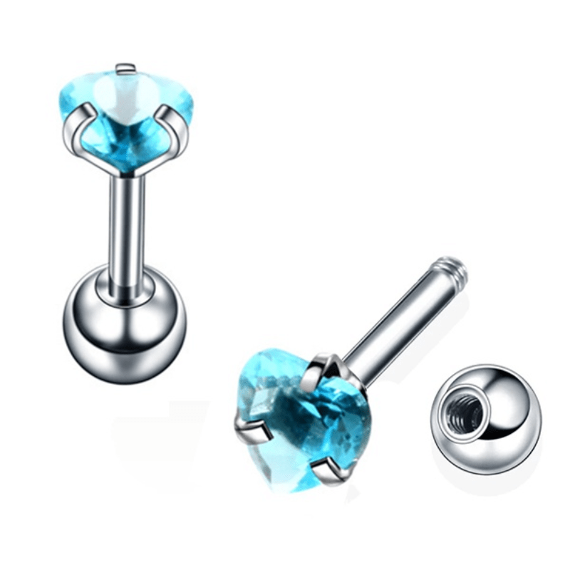4 Pairs Heart Shape Sparkling Zircon Stud Earrings Set