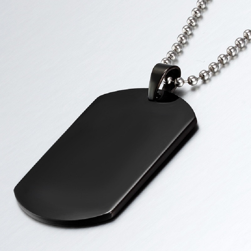Military Dog Tag Real Mens Titanium Steel Pendant Chain Necklace