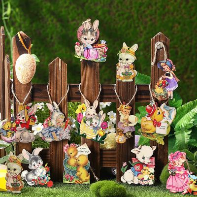 24pcs, Easter Bunny Wooden Ornaments, Easter Party Decorations, Spring Tree Ornaments, Easter Supplies, Easter Ornaments, Easter Arrangements, Easter Decorations 2023, Easter Accessories, Easter Eggs Tree Ornaments