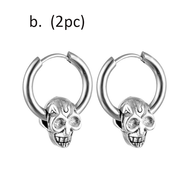 Skull Ear Cuff Cartilage Earring Stainless Steel Men