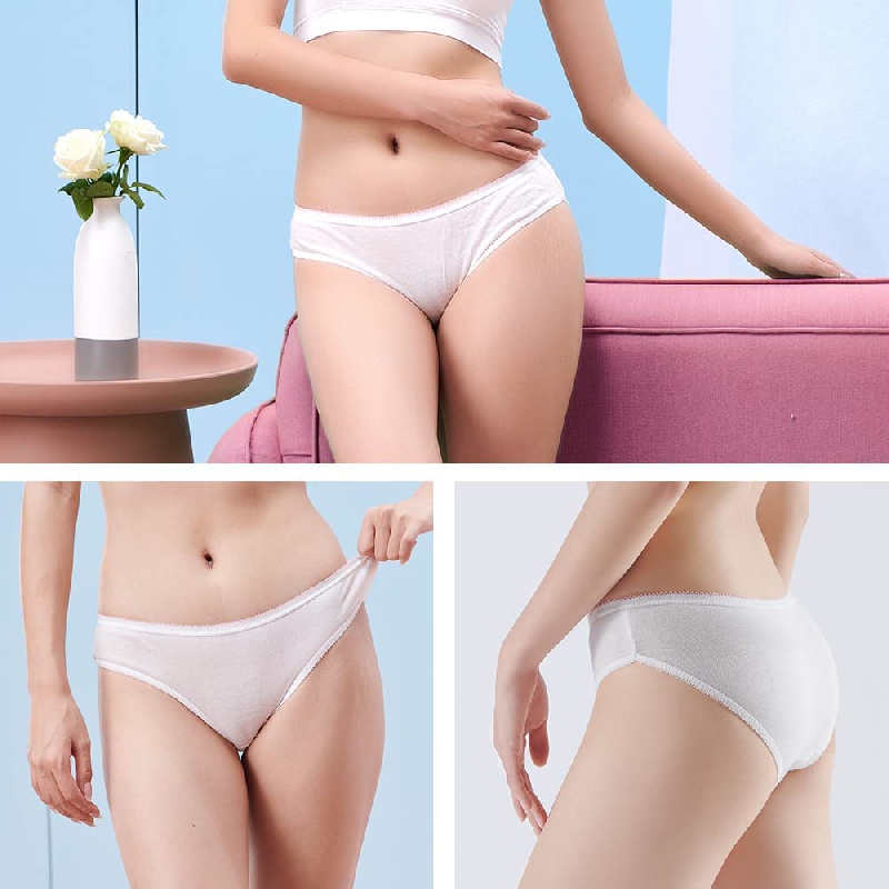 WOMENS DISPOSABLE 100% COTTON UNDERWEAR - FOR TRAVEL- HOSPITAL STAYS-  EMERGENCIES 10-PACK 