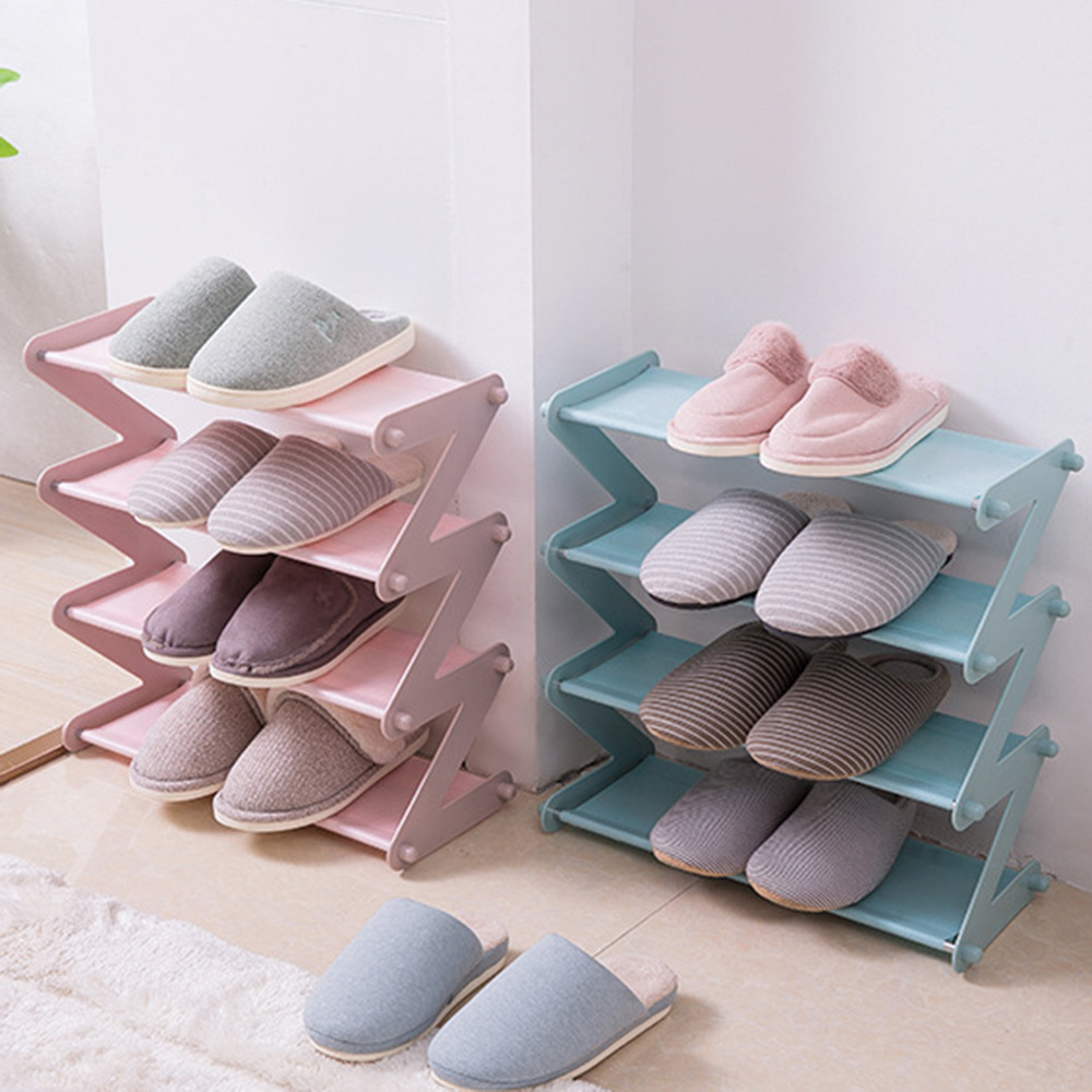 Zapatero plegable moderno de doble modo, 4 niveles de plástico moderno que  ahorra espacio organizador de almacenamiento de zapatos para armario