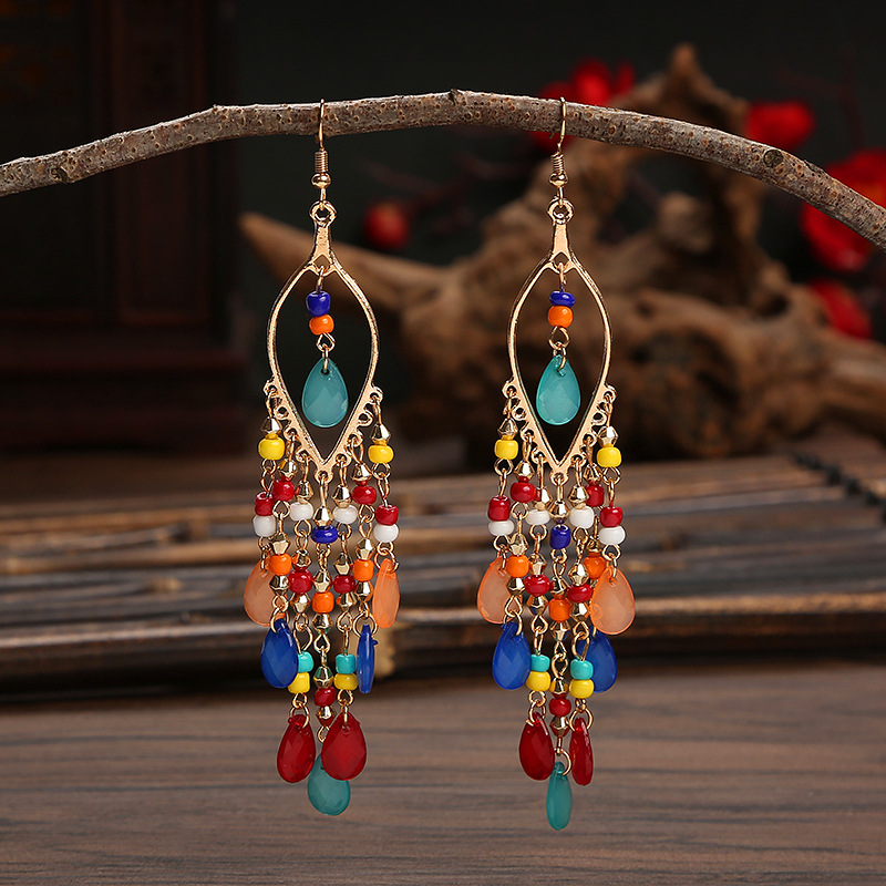 Vintage Elegant Multi Layer Water Drop Long Earrings Female Creative Boho  Beads Tassel Earrings Beach Holiday Style Accessories, Don't Miss These  Great Deals