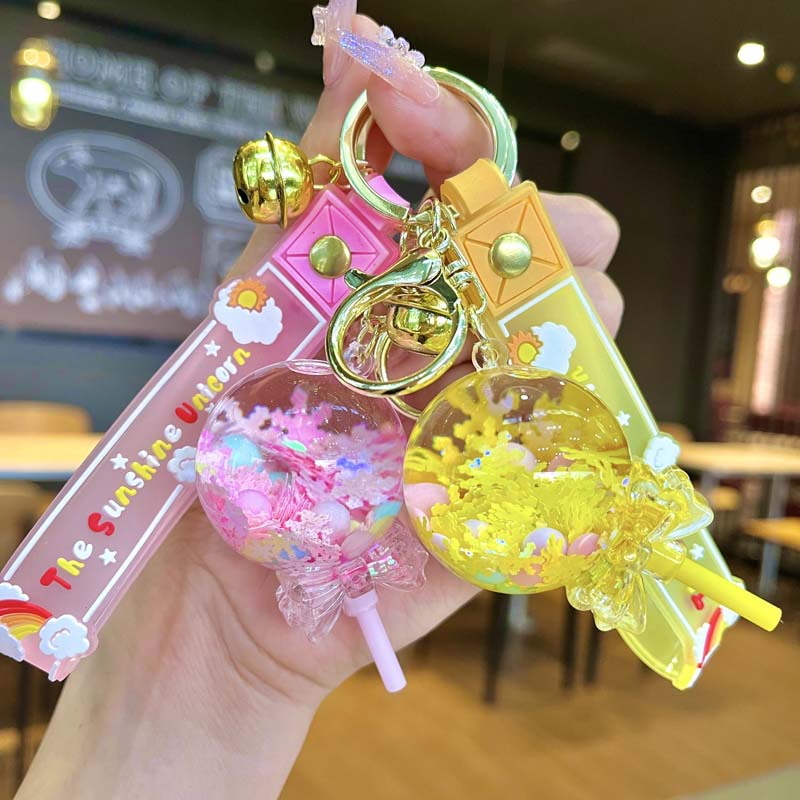 Style My Home Cute Quicksand Floating Liquid Keychain For Girls/ Backpack Pendant Combo Key Chain