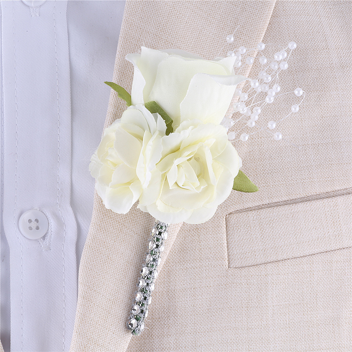

Elegant Artificial Pearl Corsage Brooch For Weddings - Perfect Accessory For Men
