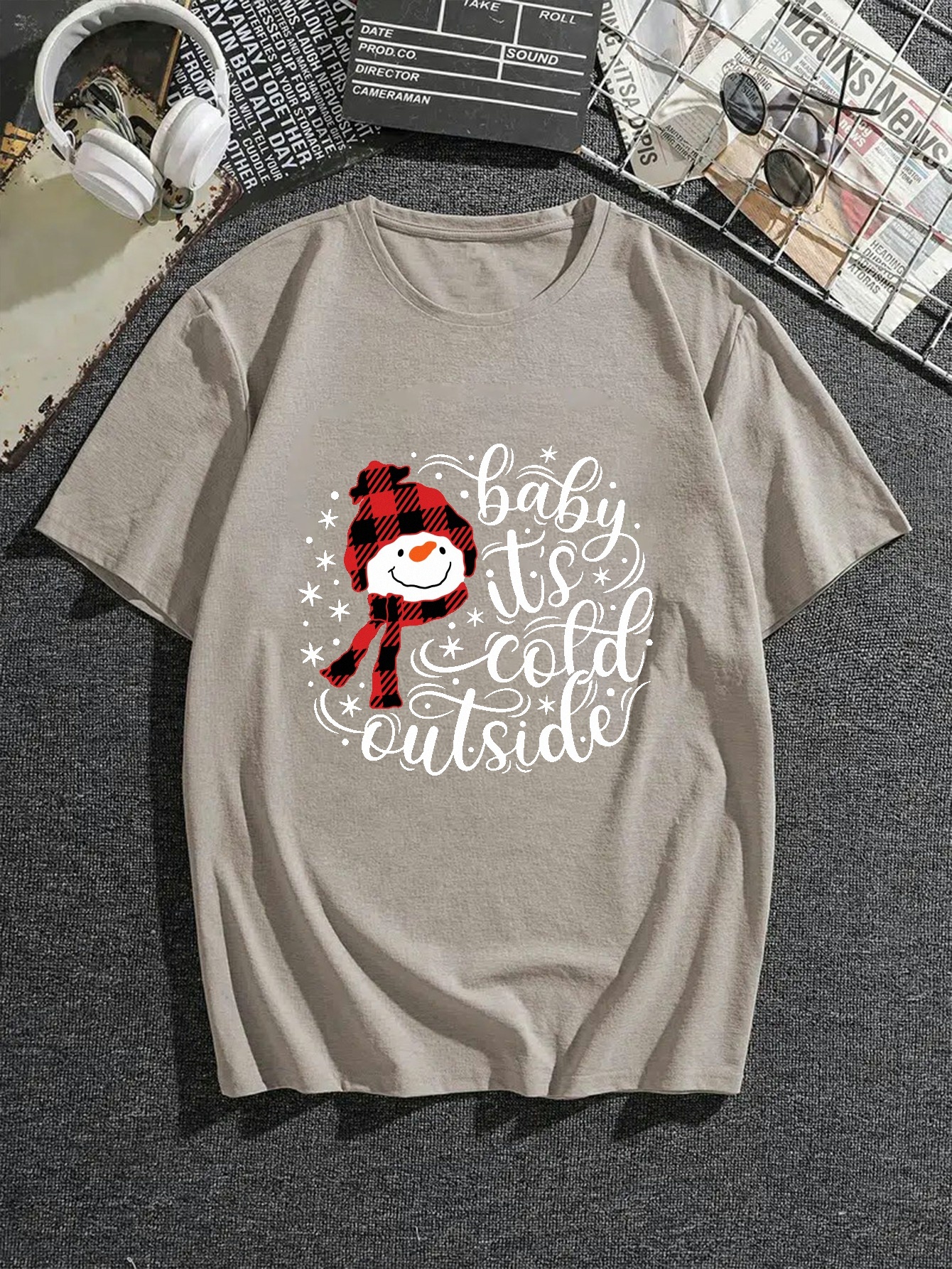 Plus Size Baby Its Cold Outside Mens Casual Trendy Graphic Print