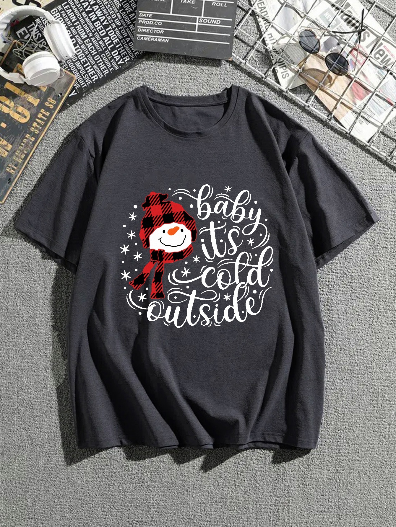 Plus Size Baby Its Cold Outside Mens Casual Trendy Graphic Print