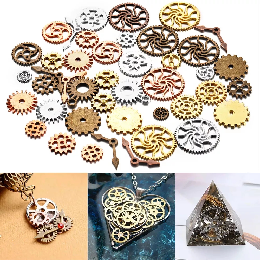 

50g/pack Metal Gear Clock Handmade Jewelry Filled Uv Resin Epoxy Resin Mold Making Alloy Parts Filled Handmade Diy Jewelry Handicraft Accessories Crystal Glue Mold Filling Material