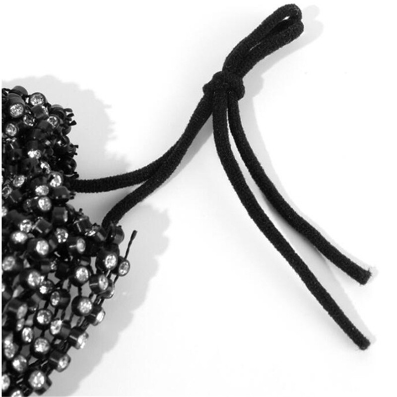Shining Rhinestone Mesh Mask w/ Strap Nightclub Face Cover