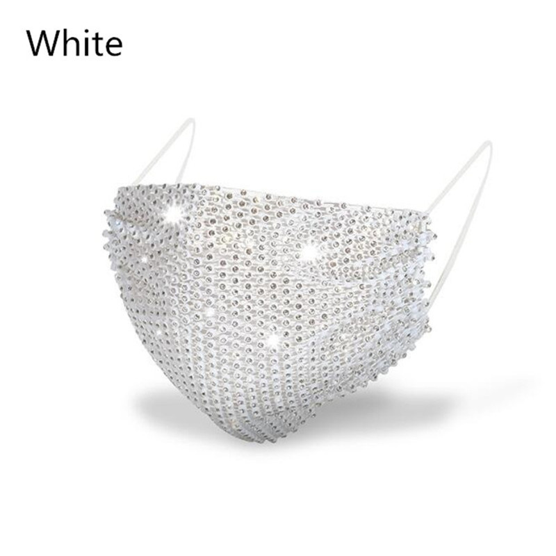 Shining Rhinestone Mesh Mask w/ Strap Nightclub Face Cover