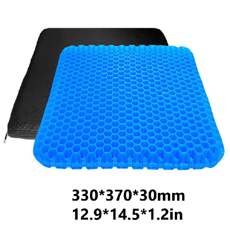 Honeycomb Cooling Premium Thick Gel Support Seat Cushion with Non-Slip Breathable Cover - Extra Thick Ergonomic & Orthopedic Gel Cushion, Blue
