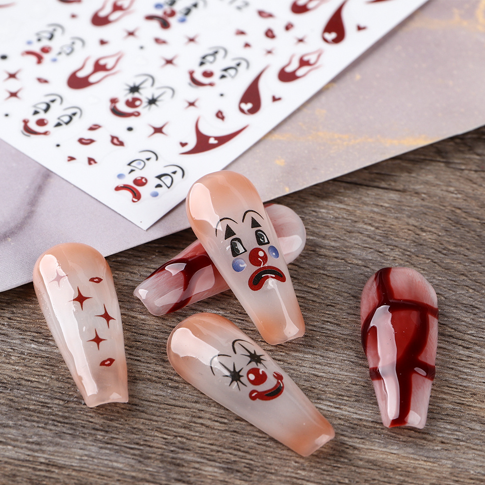  6Sheets Halloween Nail Stickers for Nail Art 5D Halloween Nail  Decals Horror Skull Ghost Blood Pumpkin Star Moon Heart Nail Art Designs Nail  Sticker for Women Manicure Decoration Accessories New Craft 