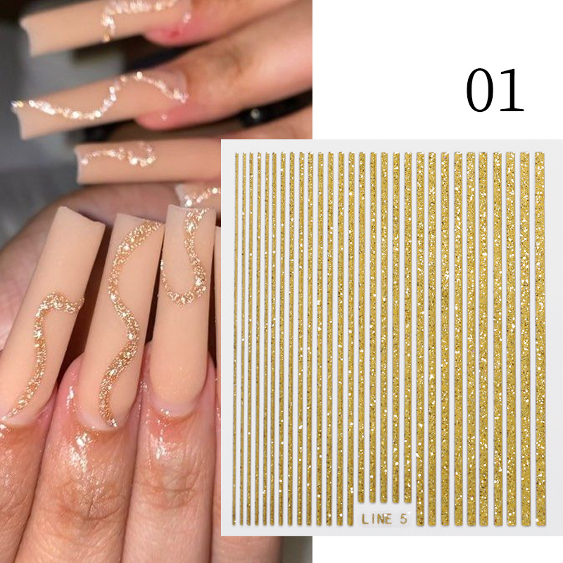 3d Silver Stripe Lines Nail Sticker Nail Stickers Decals Self Adhesive ...