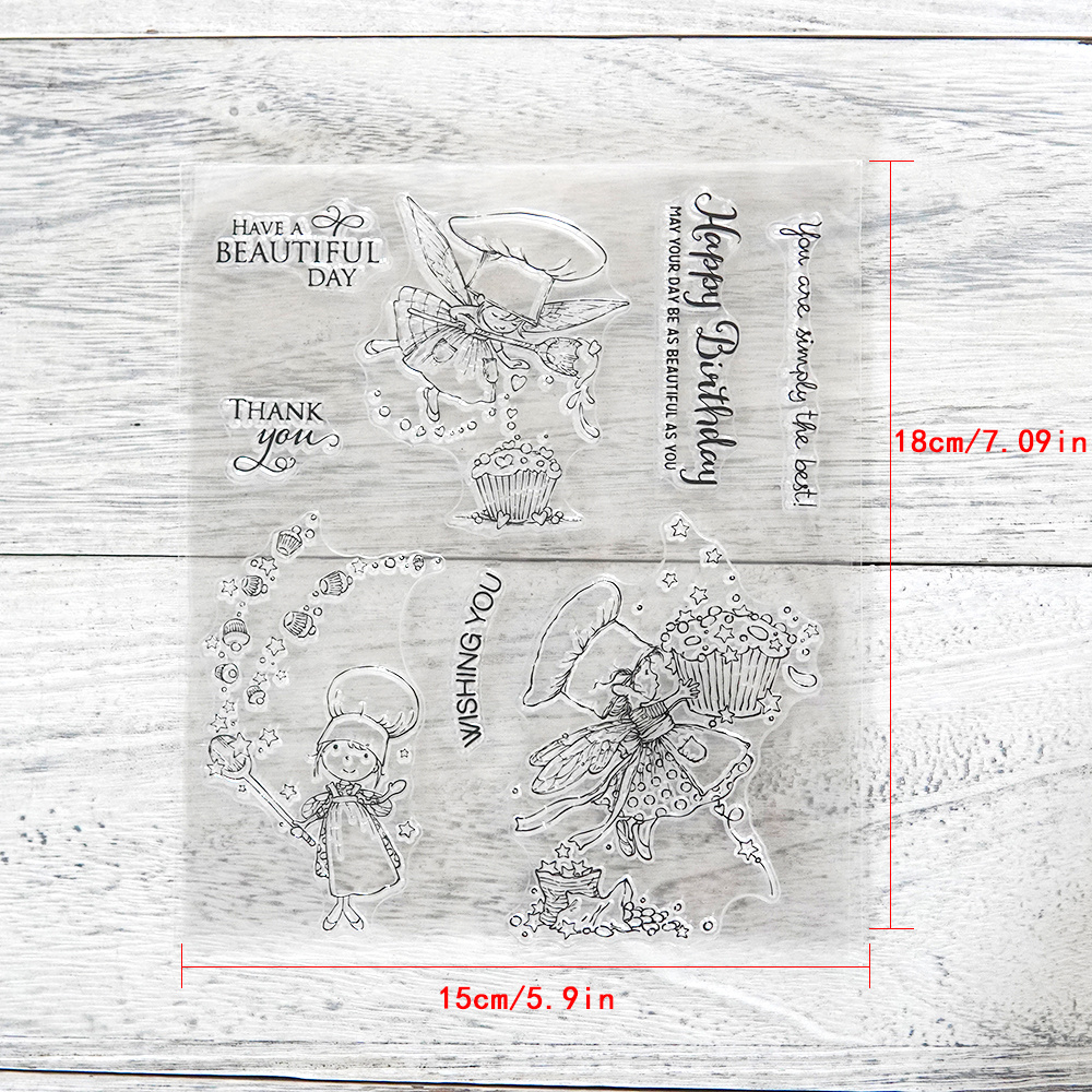 Image of Fairy Pastry Love Cake Happy Birthday Stamps And Cutting Dies Diy Scrapbooking Stamps Metal Dies Paper Card Decoration Photo Gift